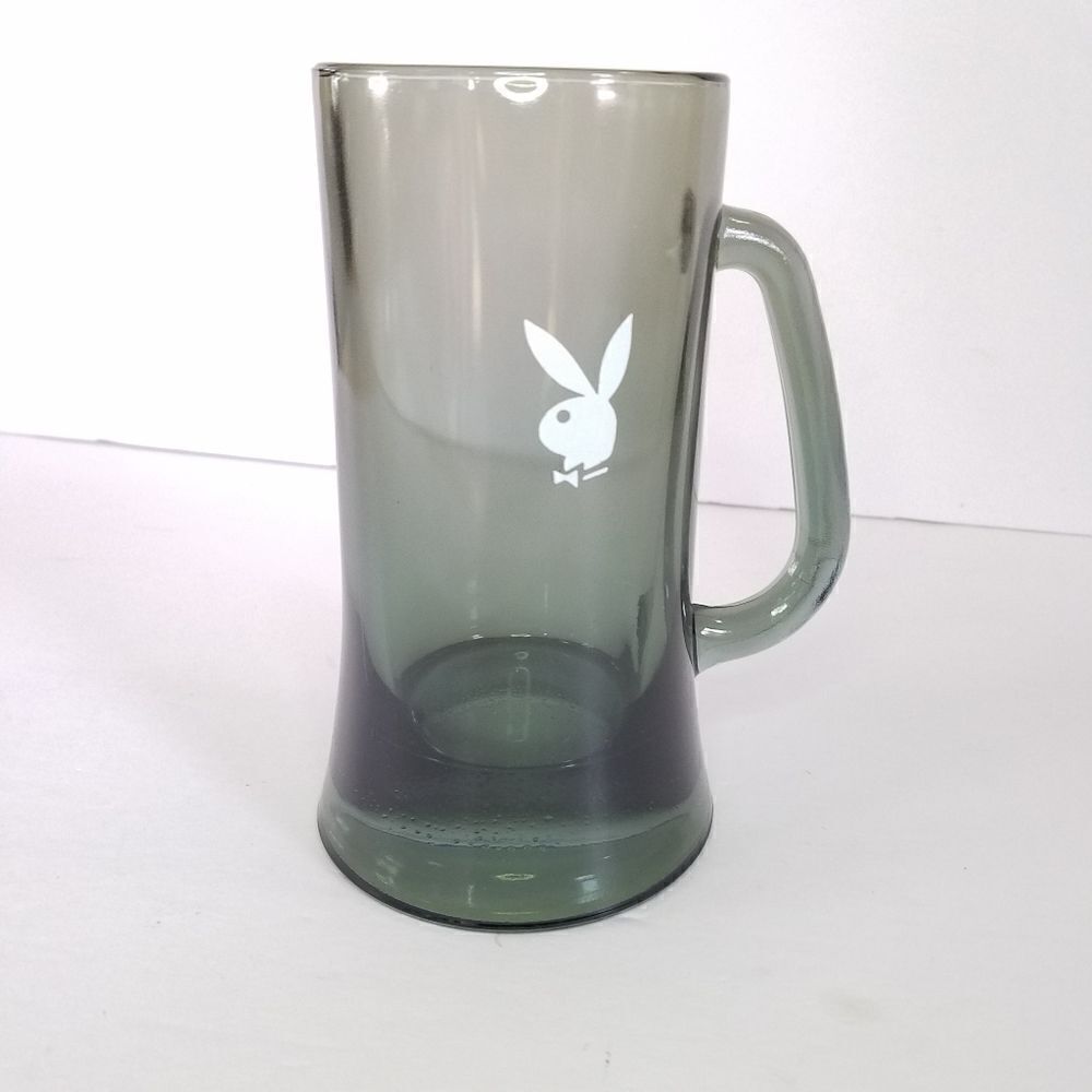 Vintage MCM Playboy Club Playboy Bunny Smoky Ombre Frosted Glass Mug Beer Stein